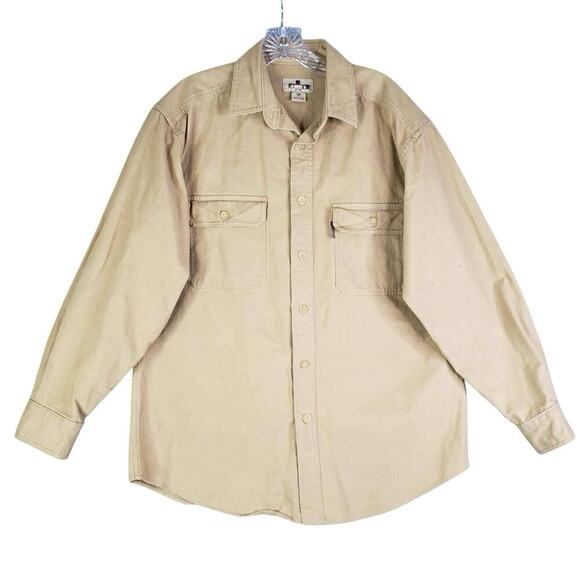 Woolrich Shirt Chamois Pocket Mens Size Medium M LS Button Down Light Tan - Picture 2 of 11